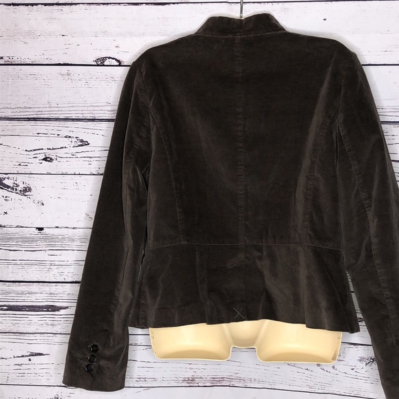 LOFT Ann Taylor NWT Size 14 Brown Fully Lined Button Front Velvet Jacket - Picture 4 of 5